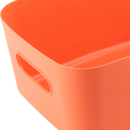 JEUIHAU 6 Pack 30 x 20 x 12cm Orange Plastic Studio Storage Baskets, Cupboard Storage Boxes, Rectangular Studio Storage Baskets with Handles