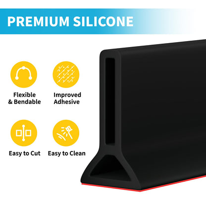 DLYYPLUS 1.7M Wet Room Floor Barrier, Self-Adhesive Silicone Shower Splash Guard, Shower Threshold Water Dam Barrier Keeps Water Inside Threshold Dry
