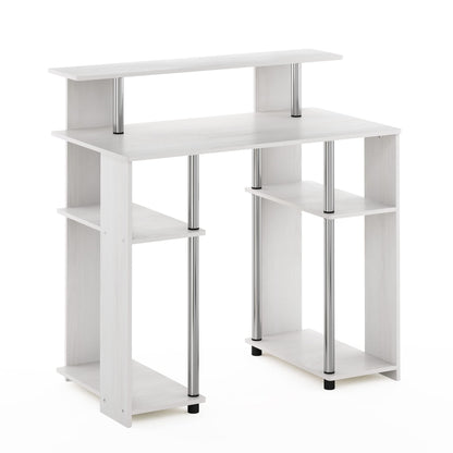 Furinno Computer Writing Desk, Engineered Wood, White Oak/Stainless Steel, 51.49 (D) x 90.5 (W) x 90.6 (H) cm