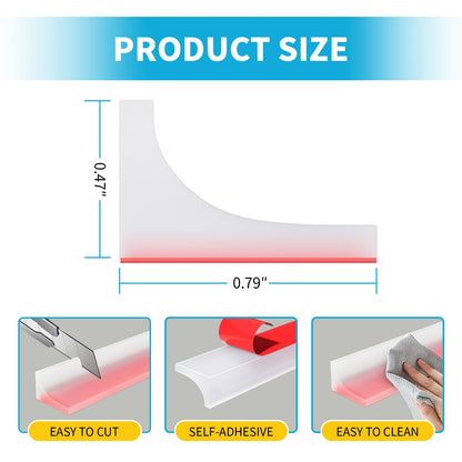 DLYYPLUS 67"/1.7M Wet Room Floor Barrier Self-Adhesive Silicone Shower Threshold Water Dam Keeps Water Inside Threshold Dry and Wet Separation