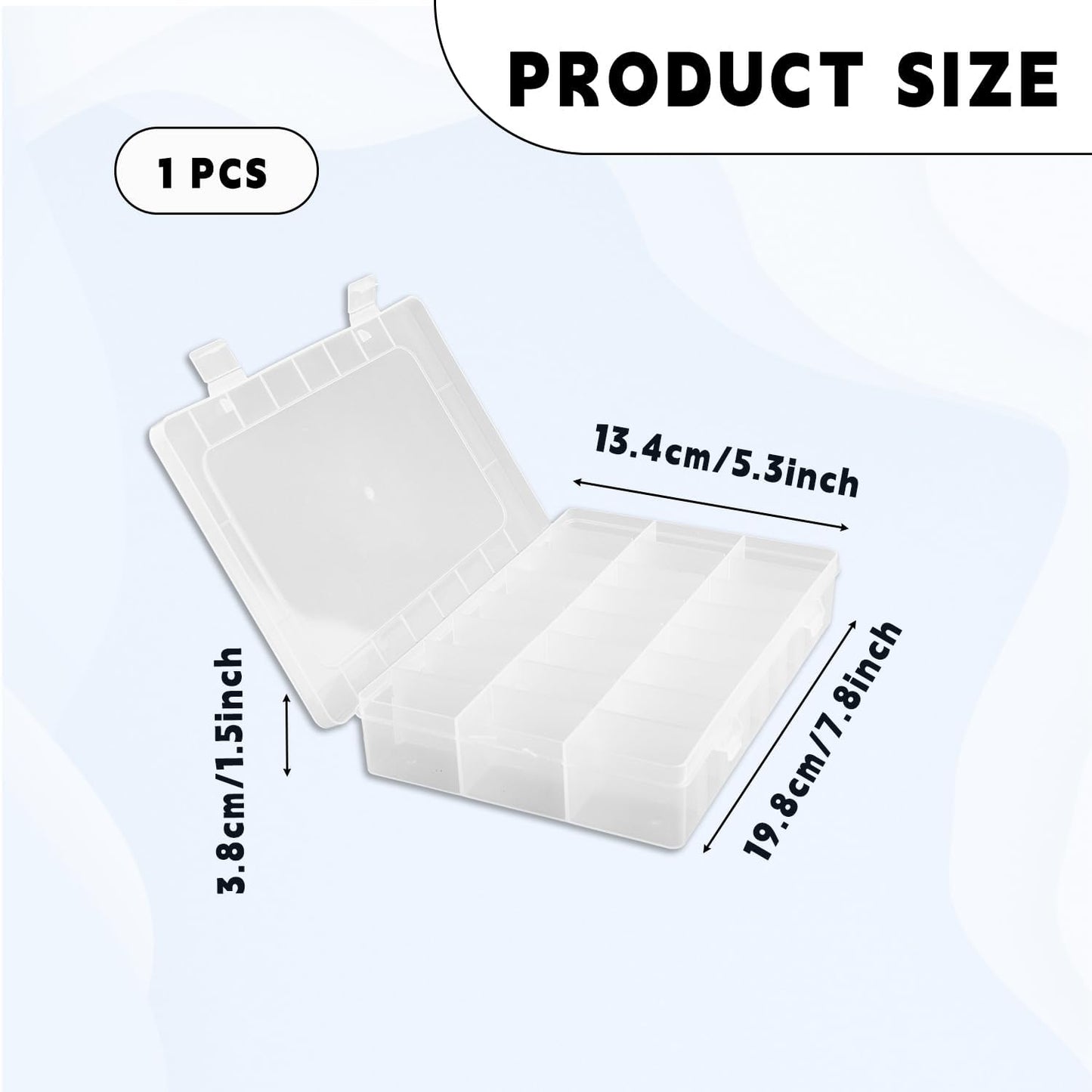 Bojueshaw Transparent 24-Grid Storage Box for Jewelry, Sewing Accessories, Medication, DIY Parts Organizer, Removable Compartments for Small Parts