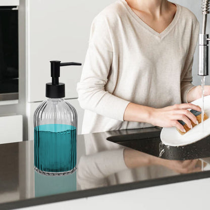 Ulable 2 Pack Glass Soap Dispensers 400 ML/14Oz, Pump Bottle Dispenser Grey