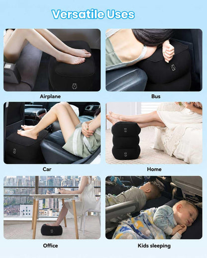 Airplane FootRest: Inflatable Footrest for Kids to Sleep, Adjustable Height Leg Rest Pillow in Office & Home, Toddlers Travel Bed Box
