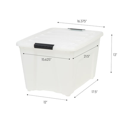 IRIS Plastic Storage Bin, Natural/Black, 54 QT-6 Pack