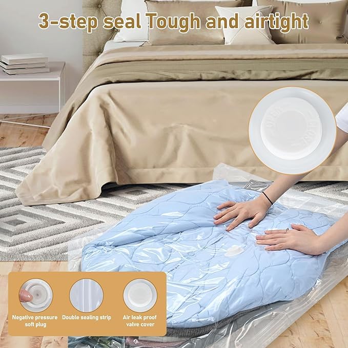 Hanging Vacuum Storage Bags, GQC 4 PCS Space-saving Vacuum Bag for Clothes, Suits, Dresses, Coats or Jackets