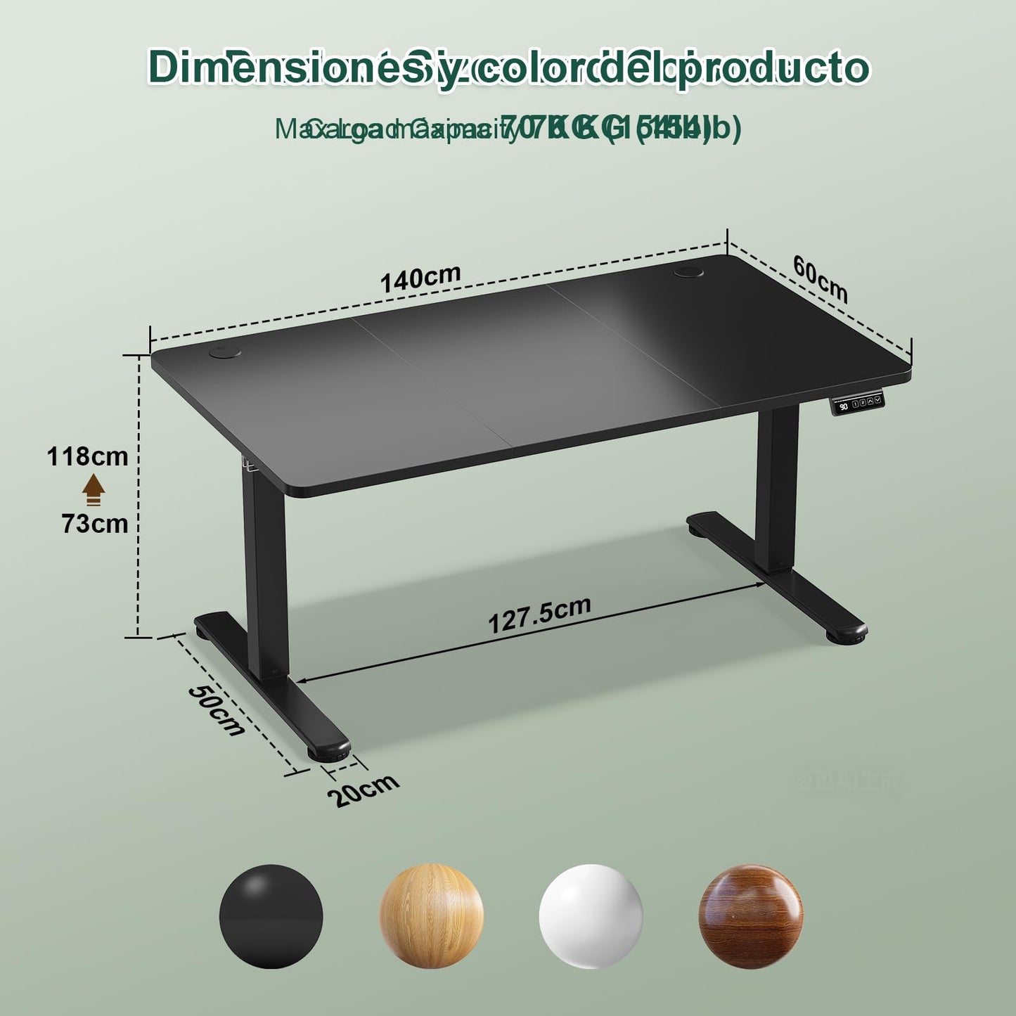 JUMMICO Electric Standing Desk 140 x 60 cm Home Office Height Adjustable Desk, Computer Lift Table with Smart Panel