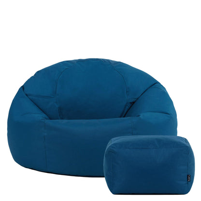 Bean Bag Bazaar Kingston Outdoor Bean Bag & Footstool with Filling, Teal