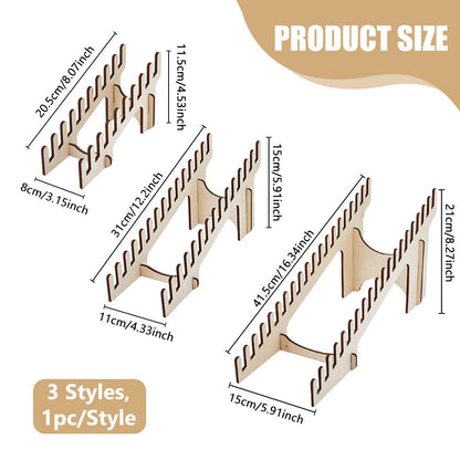 DICOSMETIC 3 Sets 3 Sizes Wood Card Display Stands Greeting Card Display Stand Rectangle Postcards Rack Beige Portable Cards Holder Tabletop Photo