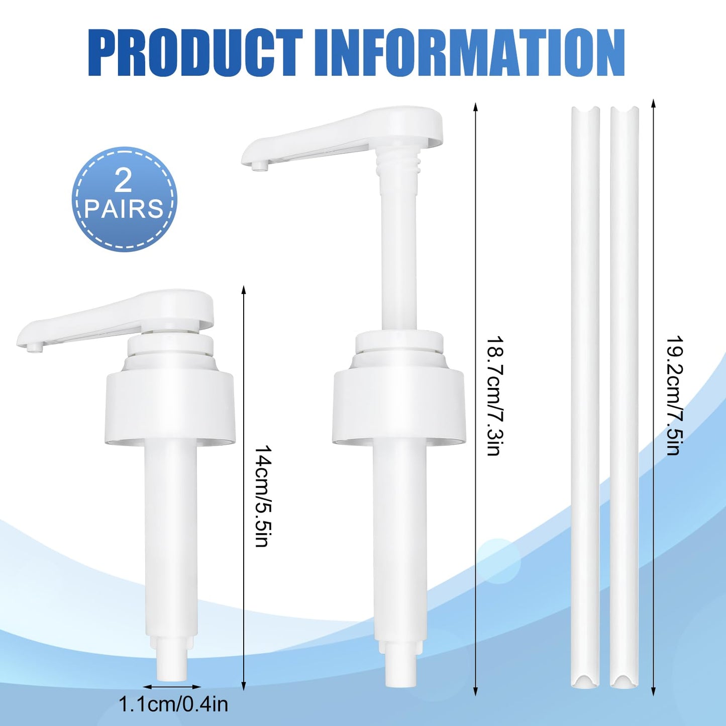 Dosing Pump Syrup, 2-Piece Pump Dispenser Set, Reusable Pump Dispenser for Glass Jugs or Plastic Bottles, Compatible 1 L Monin Syrup Pump, Press Once