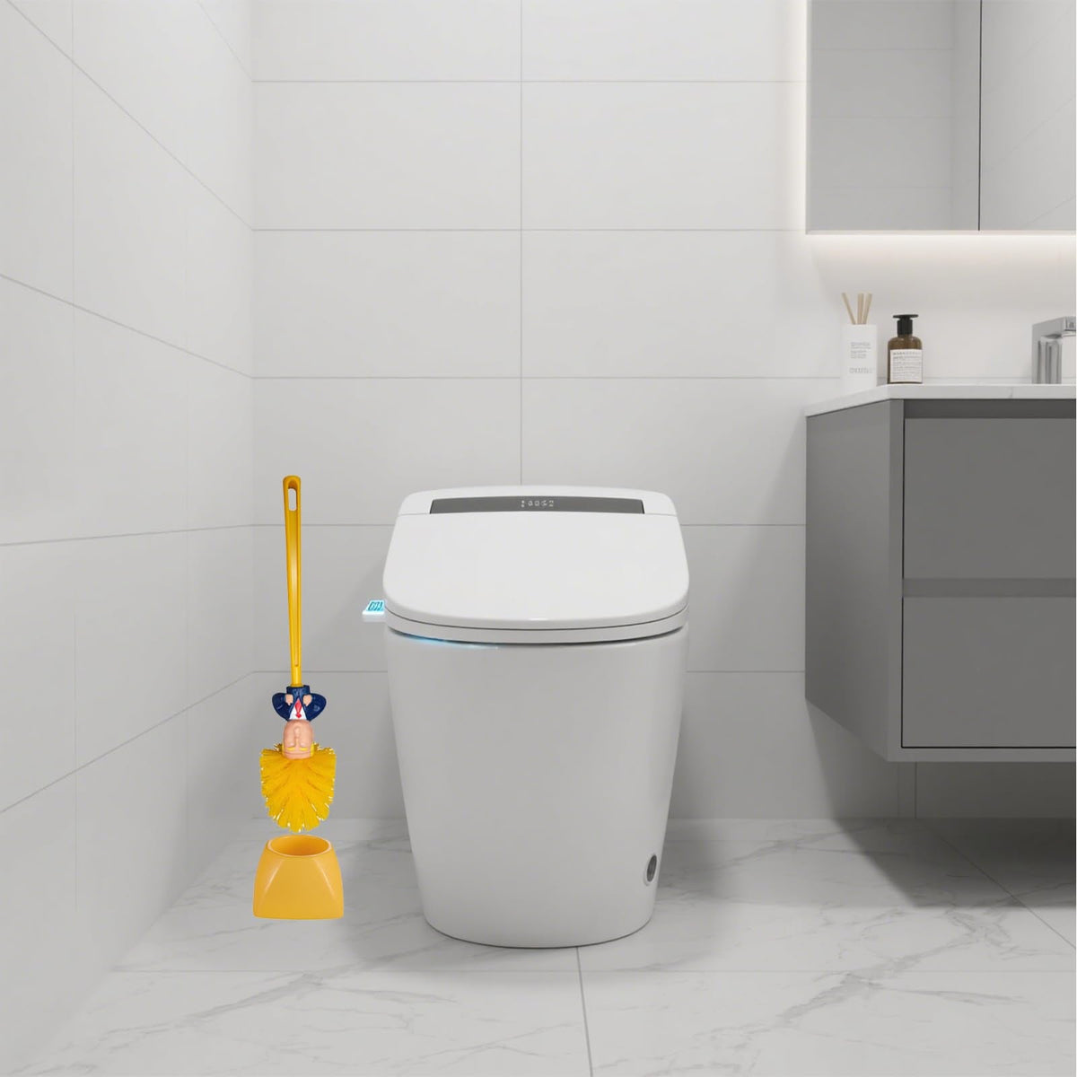 1 Toilet Brush and 1 Base, Novelty Toilet Brush Set with Base, Funny Bathroom Cleaning Tool, Unique Home Decor for Creative Spaces