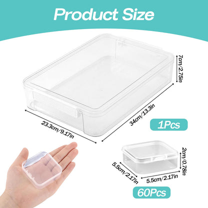 DYHNQE 60 PCS Diamond Art Storage Containers, Bead Storage Box Clear Craft Organiser Plastic Organiser Box for Beads Jewellery Making Diy Tools Small