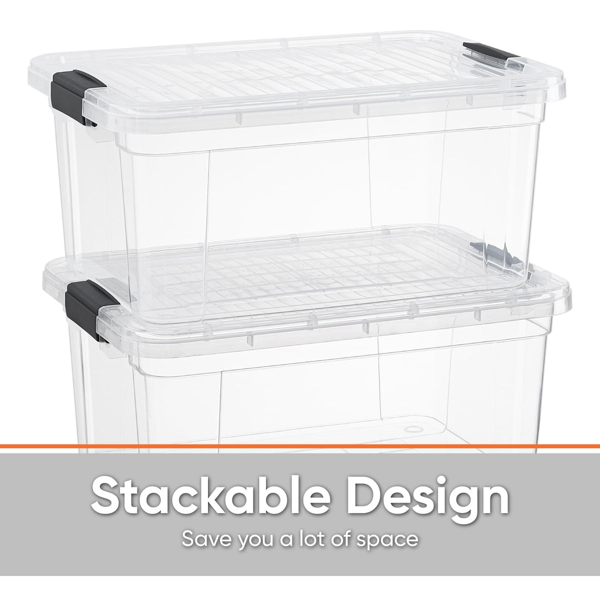 Superio Clear Storage Box with Lid, 20 Quart Plastic Container Bins for Organizing, Stackable Crates, BPA Free, Non Toxic, Odor Free