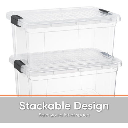 Superio Clear Storage Box with Lid, 20 Quart Plastic Container Bins for Organizing, Stackable Crates, BPA Free, Non Toxic, Odor Free