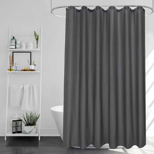 EurCross Charcoal Shower Curtains Mould Proof Resistant Washable, Quick Dry Water-resistant Fabric Bathroom Shower Curtain 180 x 180cm Drop with 12