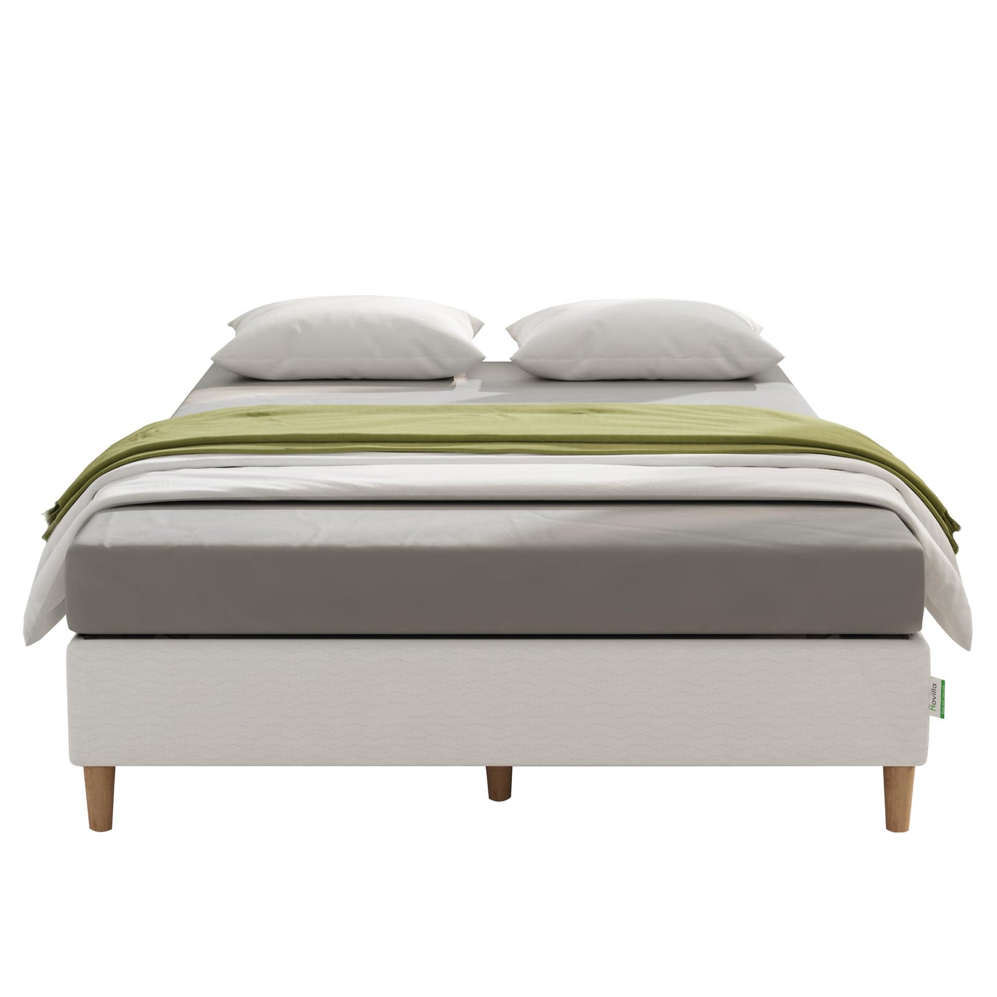 Novilla 35cm King Size Metal Platform Bed Frame, 5FT Mattress Foundation With Fabric Cover, Metal Slat Support, Solid Wooden Support Legs