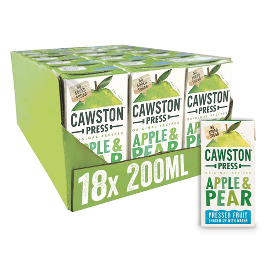 Cawston Press Fruit Water Kids Drink | Pressed Apple & Pear Flavoured Water | 200ml x 18 Pack Pear & Apple Juice Cartons | School Approved ? No Added