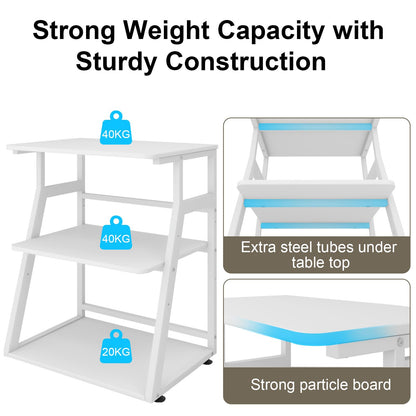 PUNCIA 60x50x75cm Printer Stand, 3 Tier Printer Table with Storage