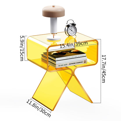 solaround Acrylic Side Table, No Assembly, 39 x 30 x 45 cm, Yellow