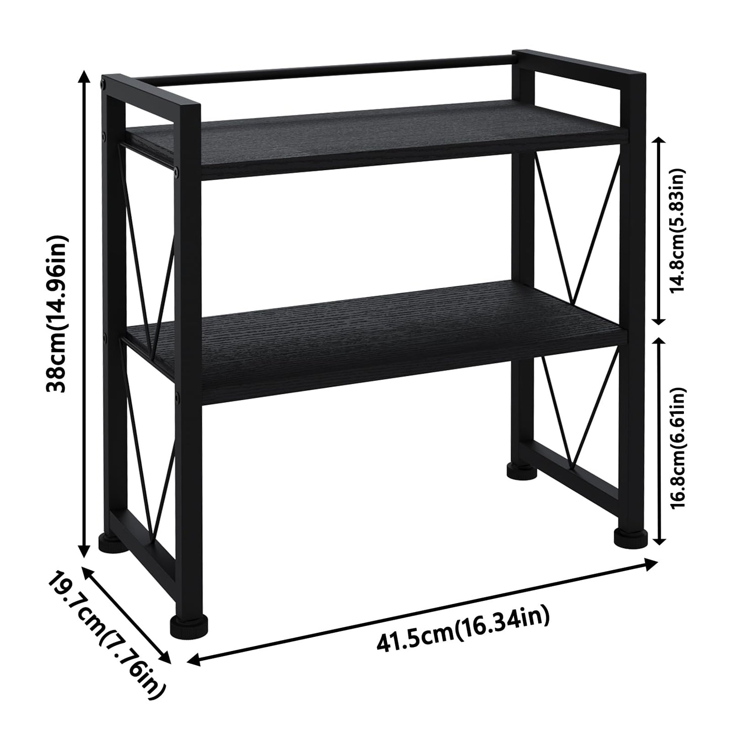 VSIWB Desk Shelf Organiser, 2 Tier Office Shelves, Wood Desk Storage Rack & Freestanding Display Shelf for Office, Dressing Table, Home 41x20x38cm