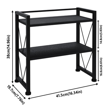 VSIWB Desk Shelf Organiser, 2 Tier Office Shelves, Wood Desk Storage Rack & Freestanding Display Shelf for Office, Dressing Table, Home 41x20x38cm