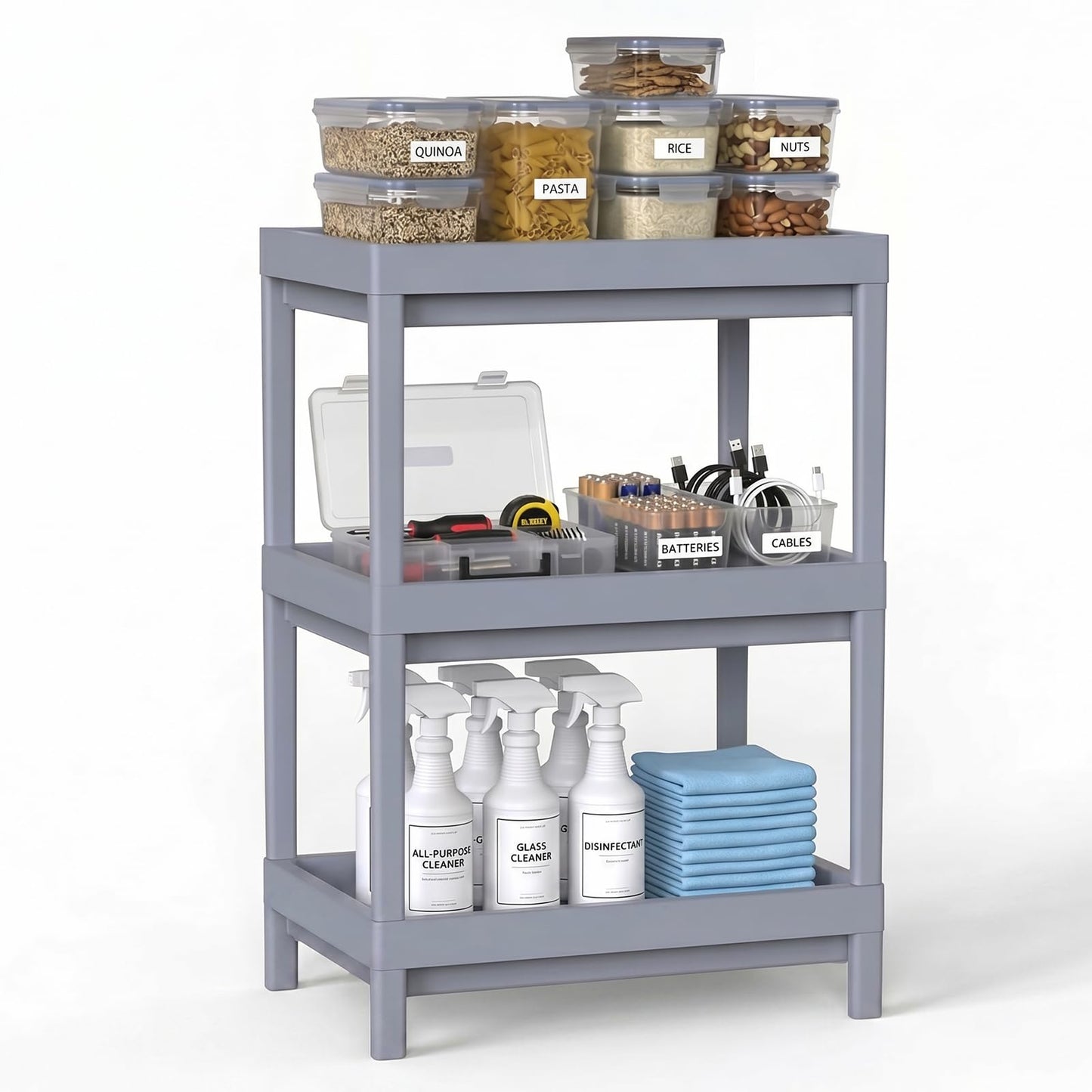 Sweetmirth 3 Tier Storage Trolley,Shelf Unit,Suitable for kitchens,bathrooms, garages,bedrooms,offices(3 Tier:61 * 40 * 27cm)