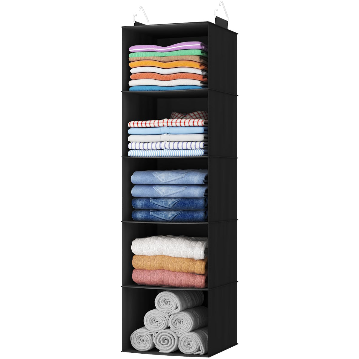 Lifewit Hanging Closet Organizer and Storage for Shelves, Wardrobe Foldable Clothes Storage Shelf with 2 Sturdy Hooks for Clothing Organization
