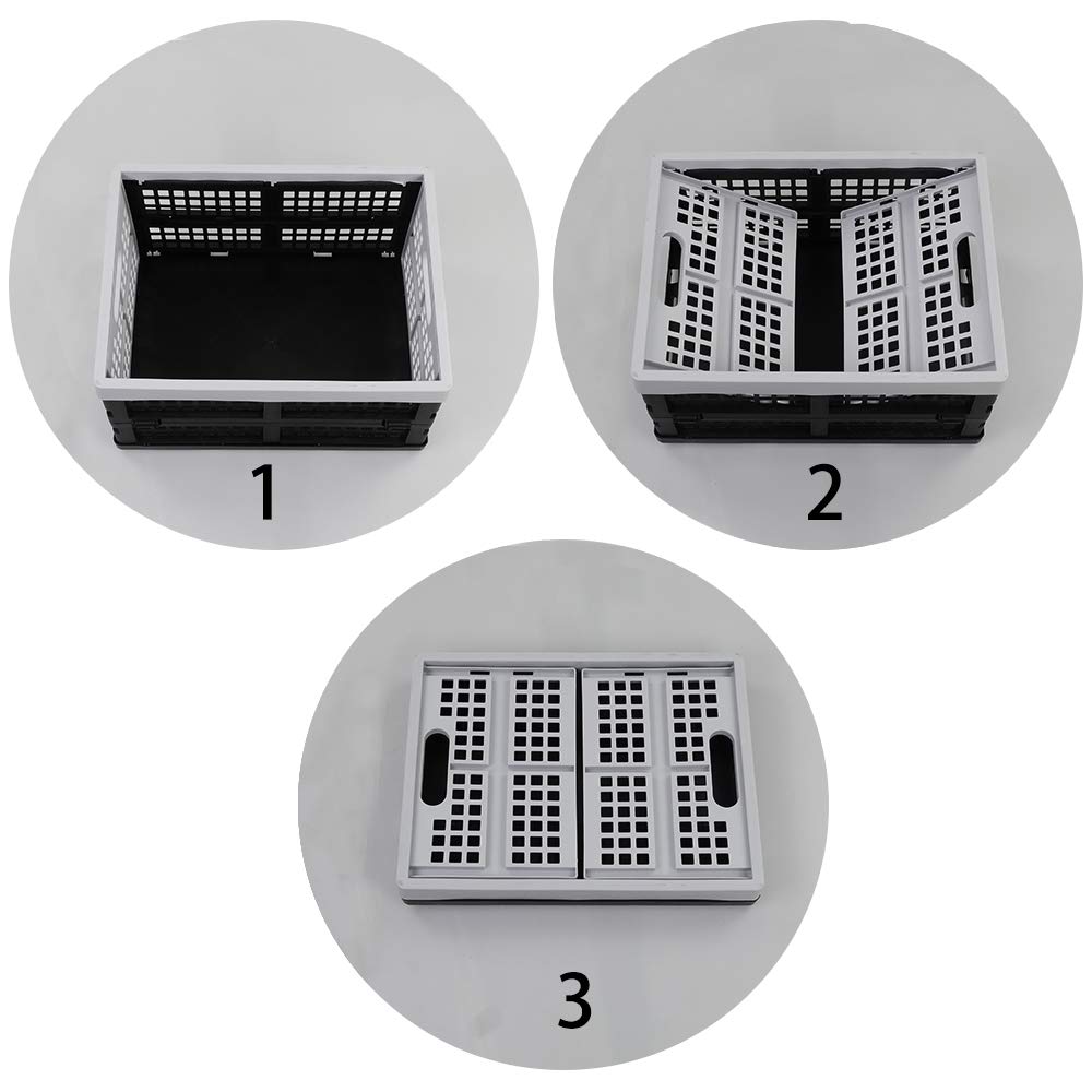 Jandson 16 L Plastic Folding Storage Crate, Black and Gray, 4 Packs