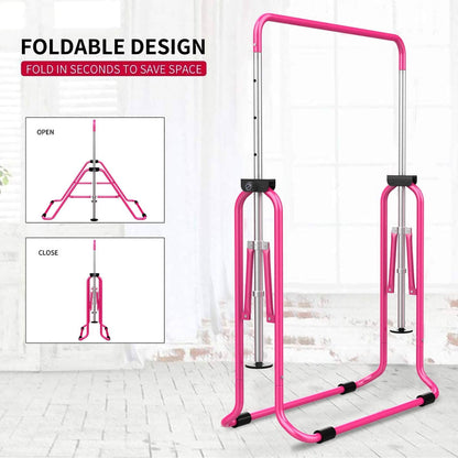 Hyner Folding Telescopic Gymnastics Bar for Kids Adjustable Height Gymnastics Horizontal Bar Fitness Climbing Tower Home Gym for Kids/Children