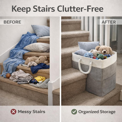 talisleskye Stair basket,Foldable staircase baskets,Stair basket for wooden and carpeted stairs,Step stairs storage baskets with handle.1pcs