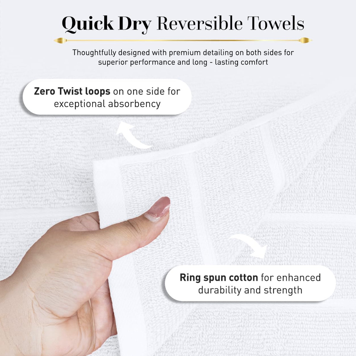 Bathroom Hand Towels 6 Pc Set I Lightweight I Quick-dry I OEKO-TEX I White