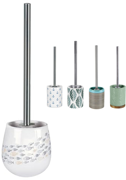 KW Luxury Ceramic/Porcelain/Stoneware Toilet Brush and Holder (Shoal)