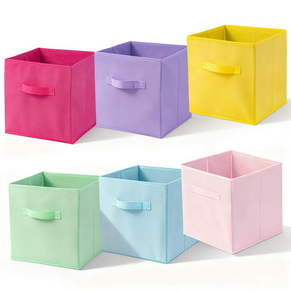 YTSMFL 6 Pack Storage Bins, Foldable Fabric Storage Cubes Cloth Storage Organizer Non-Woven Fabric Storage Boxes Drawer for Closet and Toys Storage