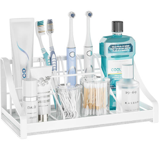 Toothbrush Holder Instant-Dry Organizer - Bathroom Countertop Organizer Kids Electric Toothbrush Toothpaste Holders - 7 Slots Bathroom Sink