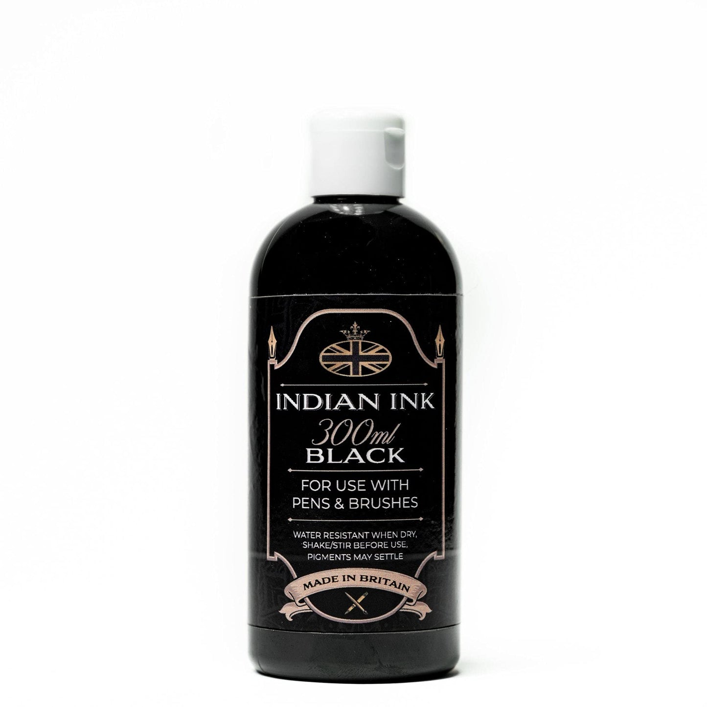 Graff-City Black Indian Ink 300m Water Based Drawing Ink Bottle, Highly pigmented for Brush, Pen or Airbrush