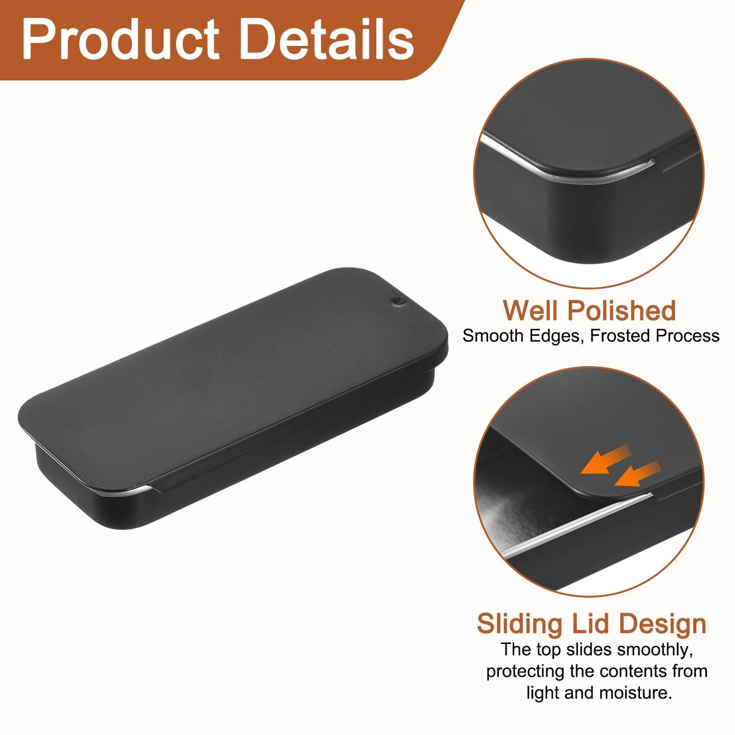 sourcing map 10 Pcs Metal Tin Box Container, 3.1x1.3x0.4 Inch Slide Top Tin Containers Empty Rectangular Storage Box Portable Mini Tin Case for Candy