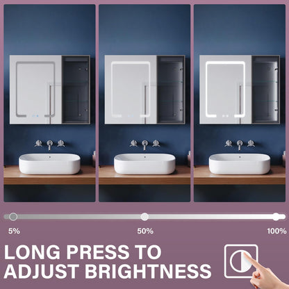 ZANOFIRA Bathroom Wall-Mounted Mirror Cabinet, 700x600mm Illuminated LED Bathroom Mirror Cabinet with Shaver Socket and Anti-Fog