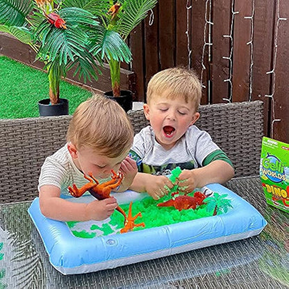 Zimpli Kids - Gelli Adventures Dino Pack, 5 Use, 8 x Dinosaur Figures, Inflatable Tray, Imaginative Prehistoric Dinosaur Playset, Educational Science Kit for Boys and Girls, Children's Role Play Toy