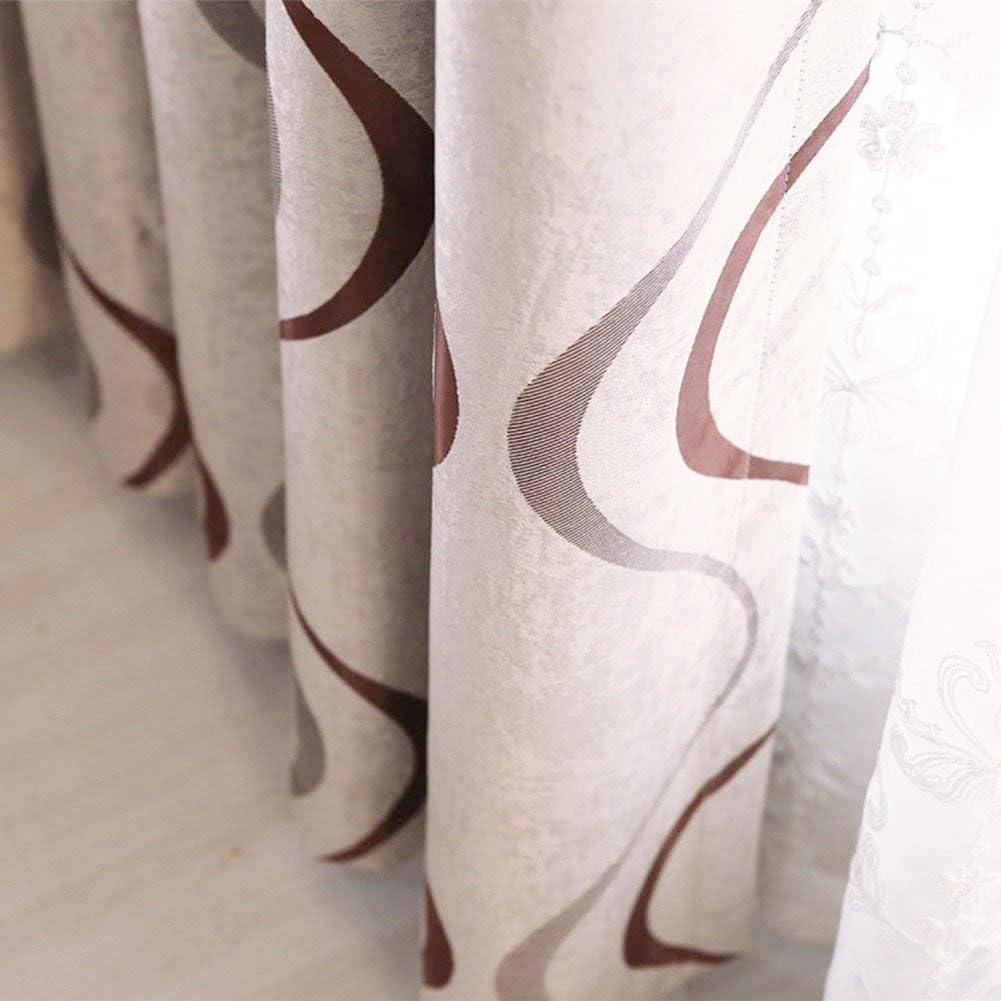 2 Panels Set Modern Striped Curtains for Living Room (Coffee, 2 x 66x72 Inch)