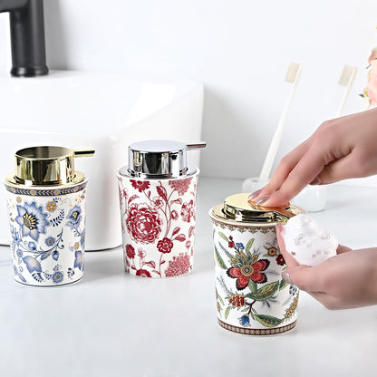 Floral Foam Soap Dispenser, Vintage Ceramic Hand Soap Pump(Style F)