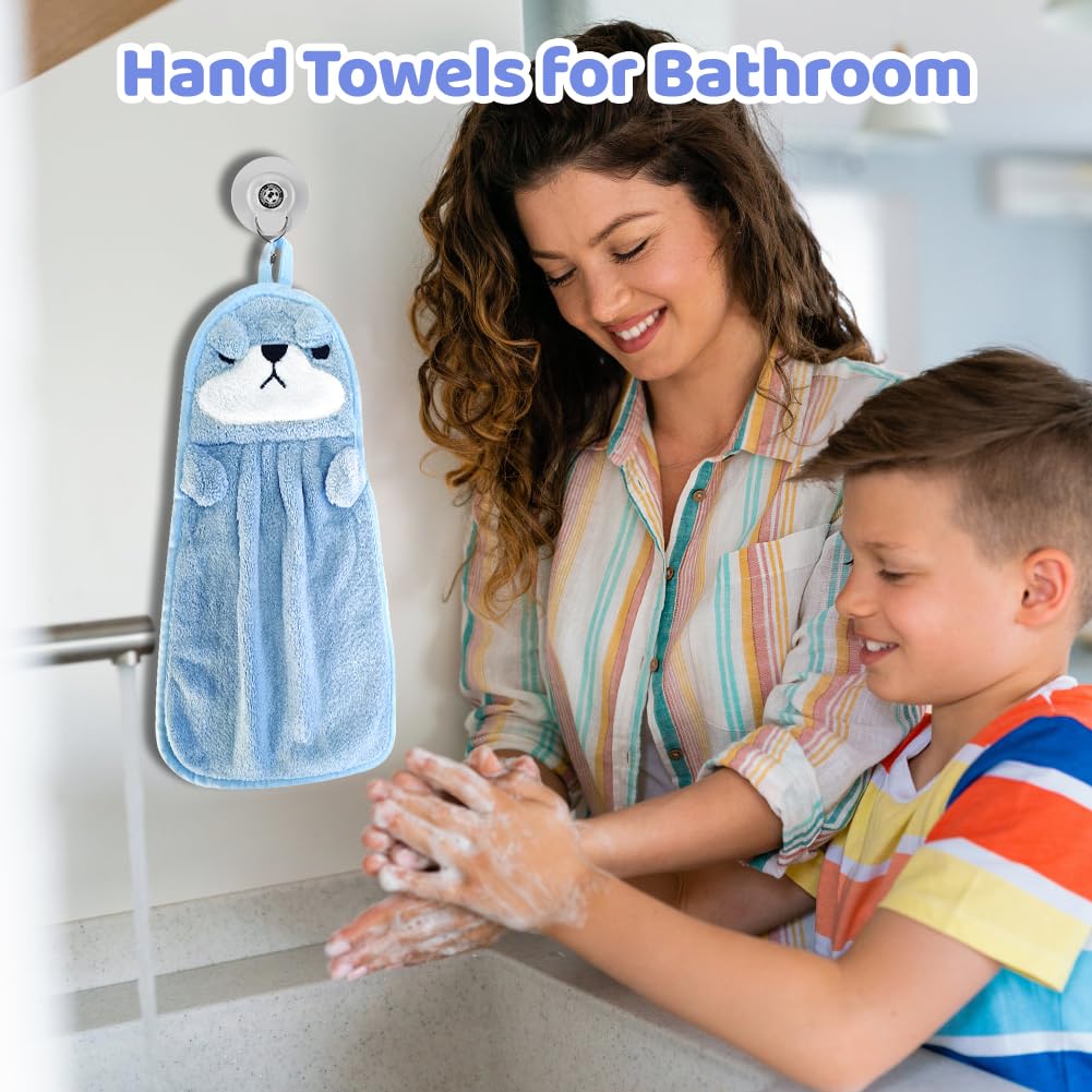 SwirlColor Hand Towels for Bathroom, Soft Microfibre Hand Towel Cute Animal Hand Towels Absorbent Hand Towel with Hanging Loop for Kitchen Bathroom