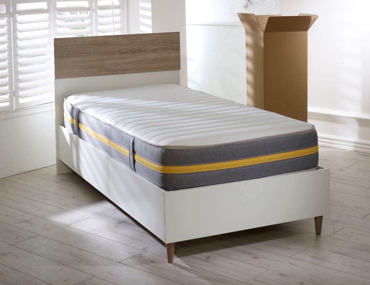 Starlight Beds Lunar Luxe Grey Sprung Hybrid European Single Mattress