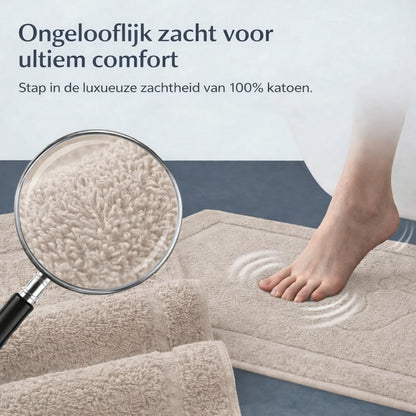 Komfortec Bath Mat 2 pcs,%100 Coton & 800 g/m², Washable, Absorbent, Quick Drying, 50 x 80 cm, Beige