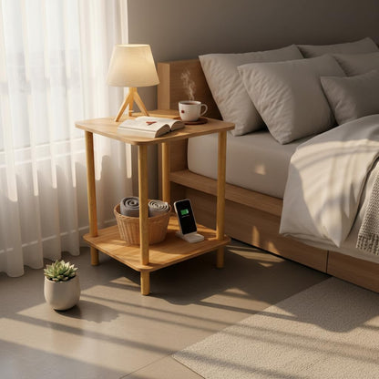 SFHKZCM 2-Tier Narrow Side Table with Storage Shelf - Stylish Bedside Nightstand for Small Spaces | Perfect for Bedroom, Living Room, Entryway