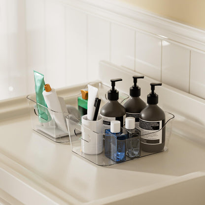 Grace Store 4PCS Storage Organisers Clear Plastic Bathroom Organiser Versatile Kitchen Organiser Tray for Desk, Makeup , Kitchen Pantry Cabinet