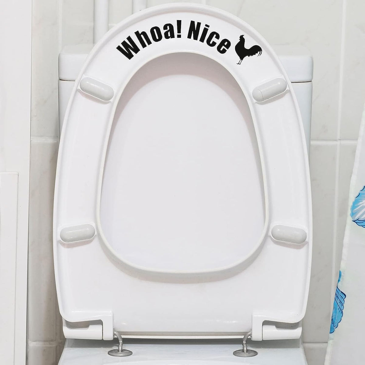 Funny Cock Toilet Stickers, Whoa Nice Toilet Sticker Decal, Waterproof Vinyl Wall Art Sign Decor