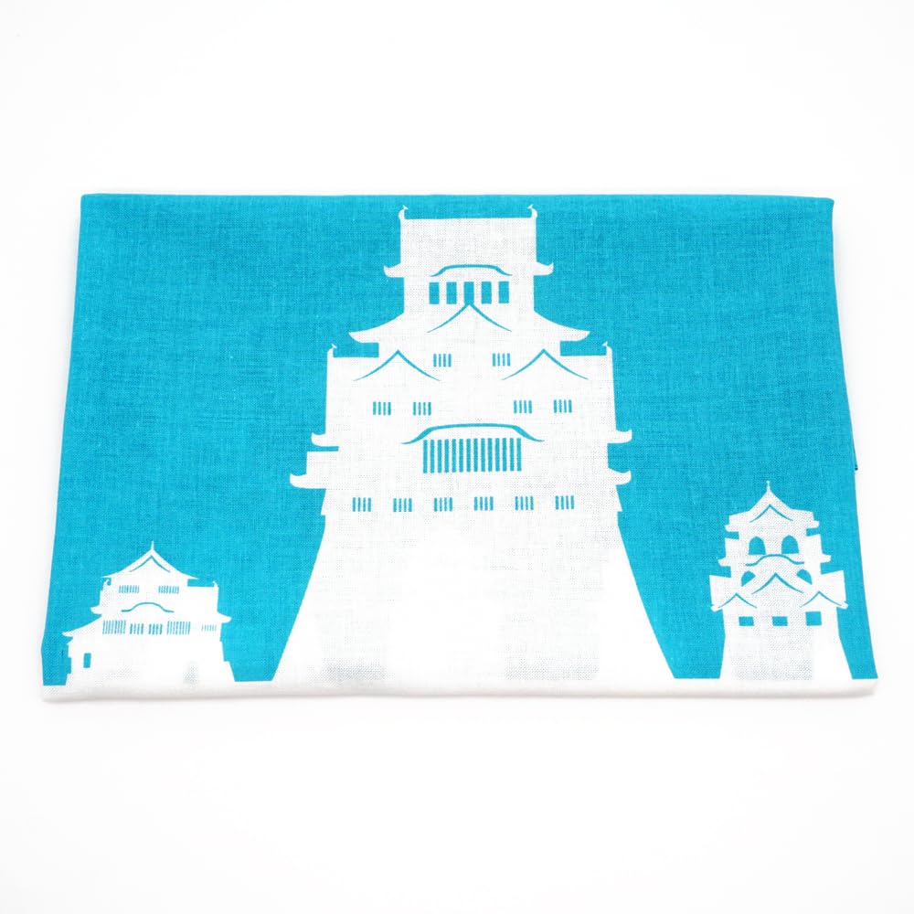 [Nippon Castle Tour] Tenugui Hand Towel, Existing 12 Tenshu Castles, Sengoku Historical National Treasures, 5 Castles, World Heritage (White x Asagi))