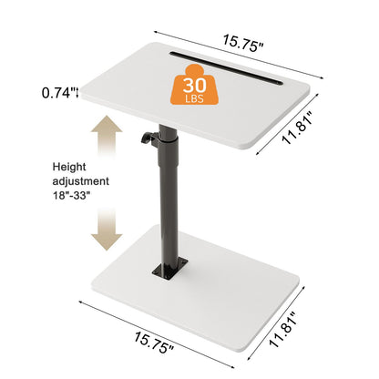 CAIYUN C Shaped Side Table, Height Adjustable Swivel 360° Rotating, White End Table for Small Spaces