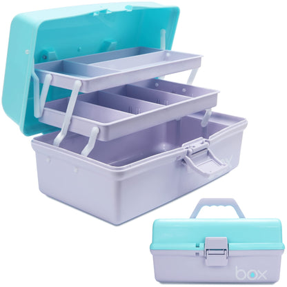 Creahaus 12in 3 Layer Multipurpose Storage Box/Craft Storage Boxes With Compartments/Plastic Tool Box/Medicine Storage Box/Hair Accessories