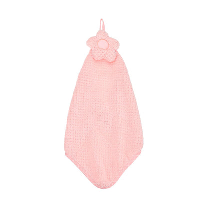 sourcing map Hand Towel, Soft Coral Fleece Hand Towels with Hanging Loop Decorative Flower Pattern Quick-Drying and Washable for Home Bathroom