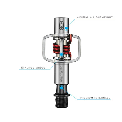 Crankbrothers Eggbeater-1 Pedals, Silver with Red Spring